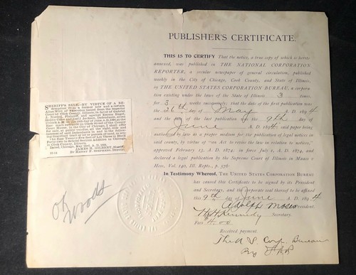 Rare 1894 legal sheriff - 1894, sheriff's