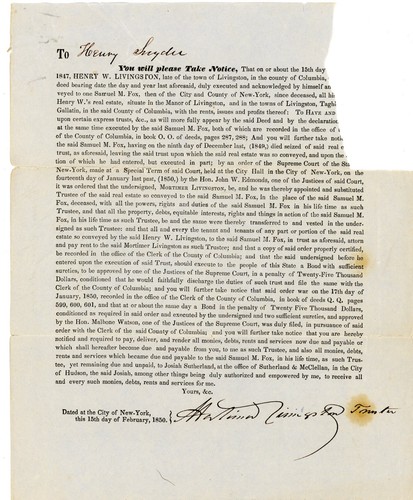 1850 legal notice henry snyder - 1850,