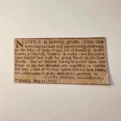 Legal notice may - notice, 1799